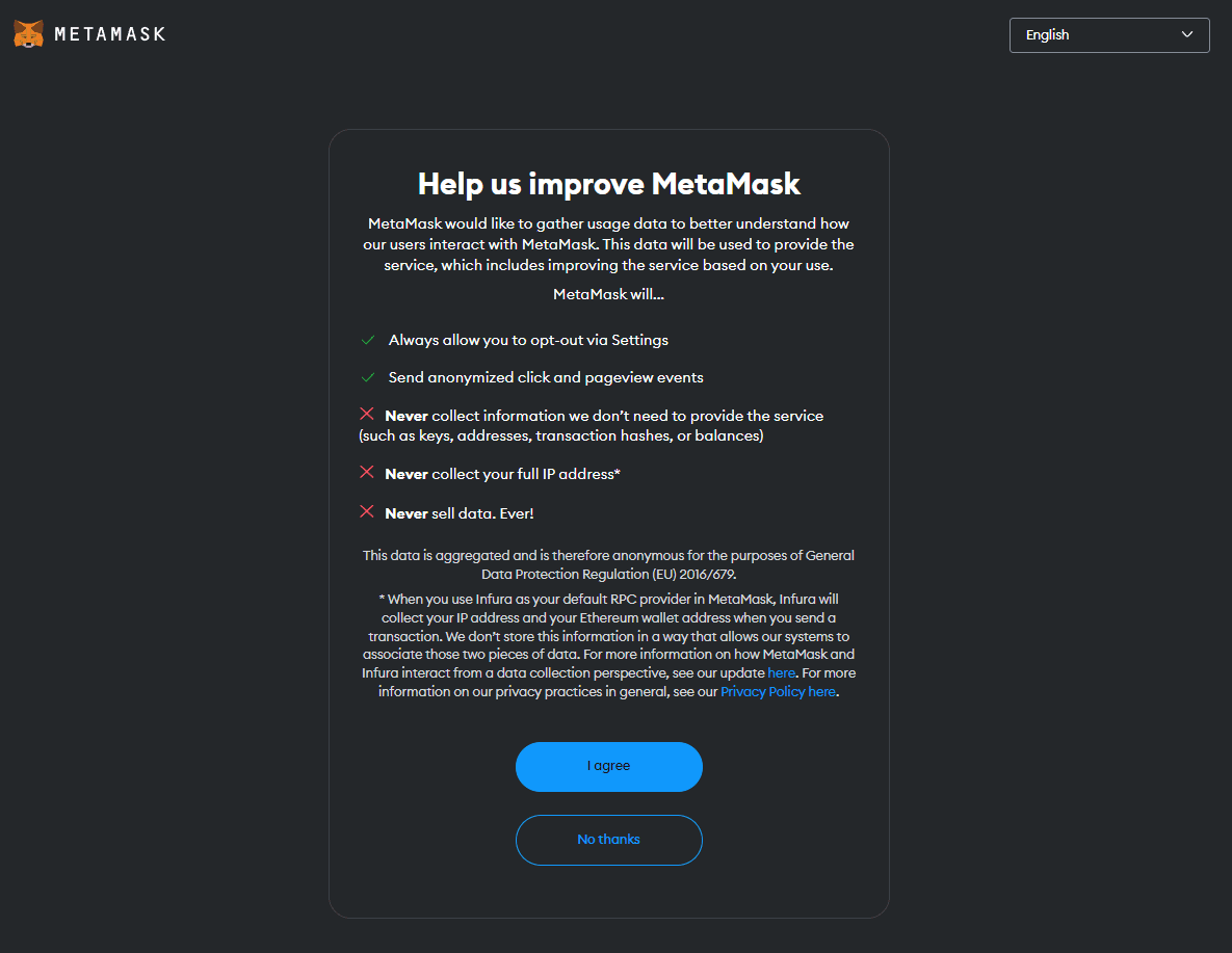 Metamask TOS